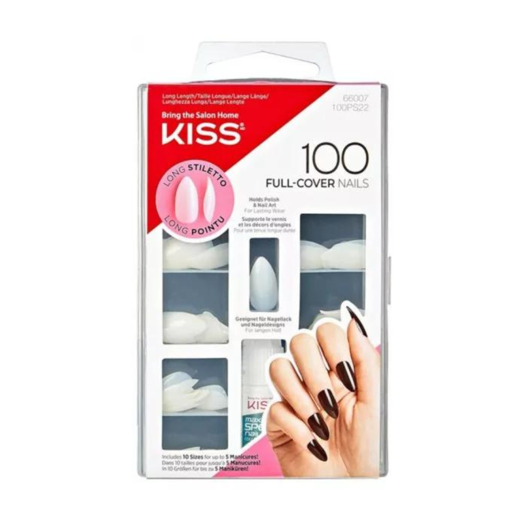 Kiss Long Stiletto Full Cover Nails 100 Pack