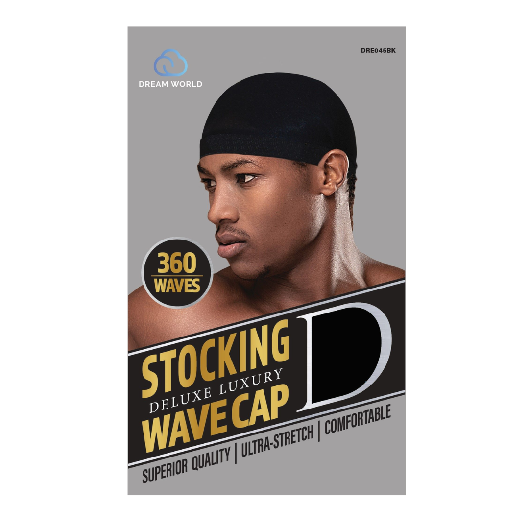 Dream World Deluxe Luxury 360 Black Stocking Wave Cap