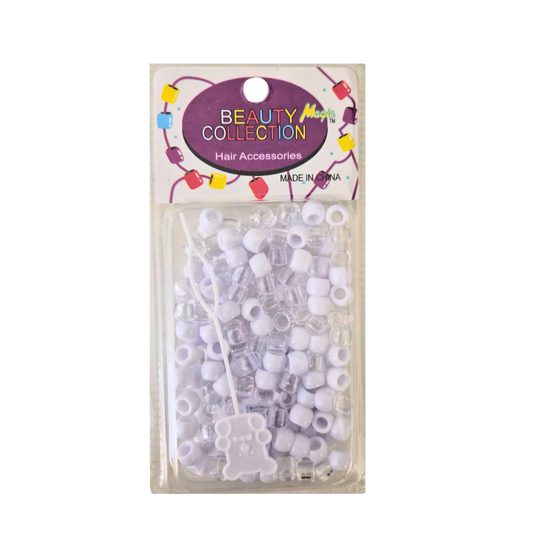 Magic Collection Small White and Clear Hair Beads
